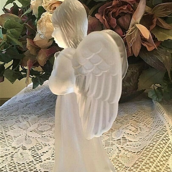 Adorable Frosted Glass Angel Christmas Tree Topper - Picture 2 of 8